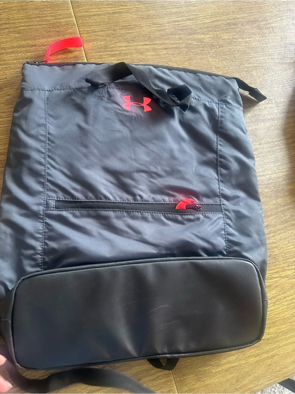 Under Armour Black Backpack with Red Accents zip top